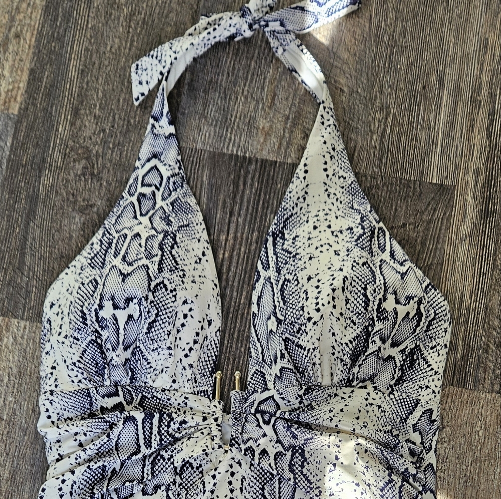 Heidi Klein Python Snake Print Halter One Peice S… - image 4